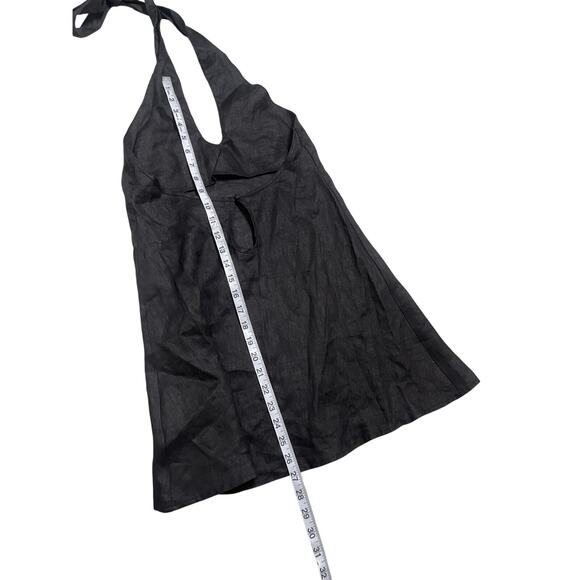 VRG GRL Natassia Linen Halter Mini Dress Black Womans 6 NWOT - Picture 3 of 15
